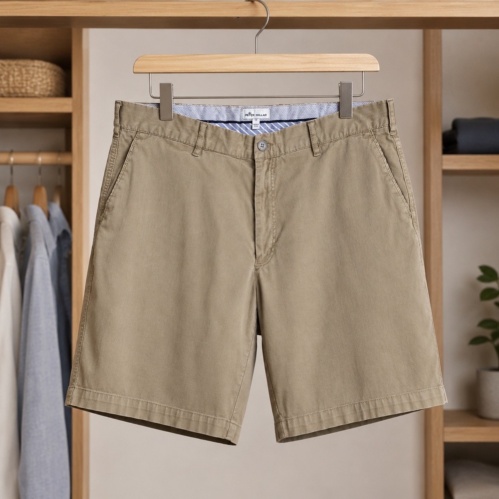 Peter Millar Crown Comfort Khaki Chino Casual Shorts Mens 38 Stretch Golf - Picture 3 of 13